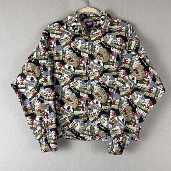 Vintage Tail Golf Bomber Jacket Womens Small Full Zip Allover Print USA Made - Picture 1 of 15